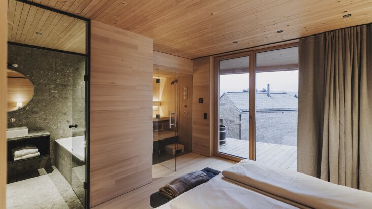 each chalet is equipped with a finnish sauna or a bio sauna, a modern, more hum 16