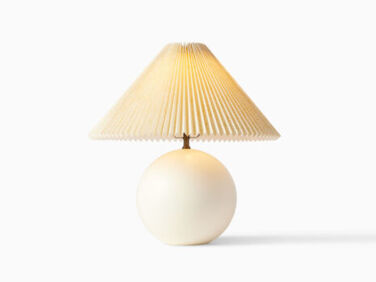 sarah sherman samuel metal sphere table lamp pleated shade   1 376x282