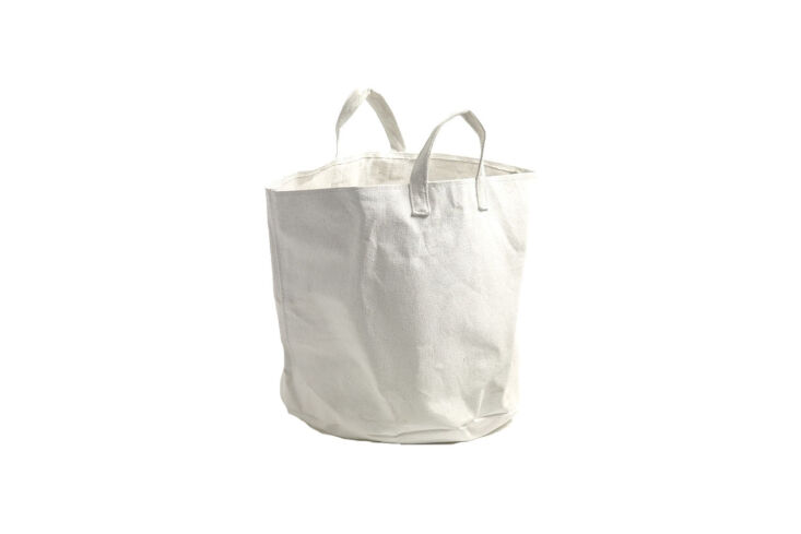 the serax marie large canvas bag is made of white painted canvas; €46.\1 19