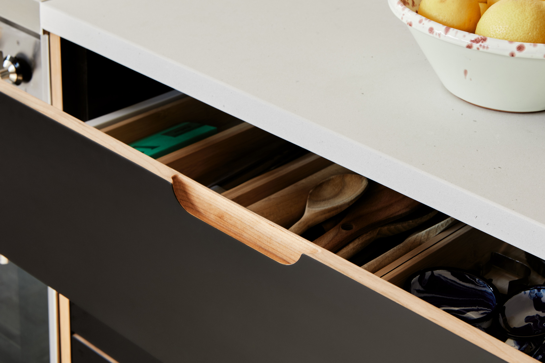 the utensil drawers are fitted with ikea uppdatera bamboo divided trays 15