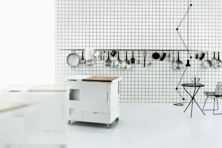 designed by joe colombo for boffi, the mini kitchen is a cart with a built in m 21