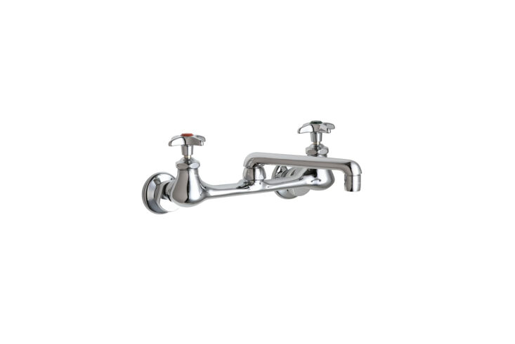 the industrial wall mounted faucet seen in the kitchen is a discontinued kohler 13