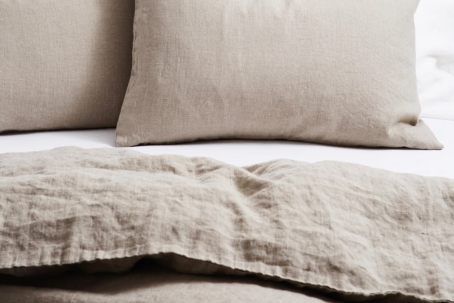 fog linen pillowcases in natural linen are \$84 each and the fog linen duvet co 14