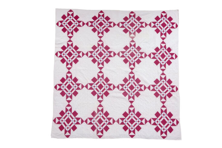 the vintage geometric star quilt blanket is \$750 at sharktooth in brooklyn. 18