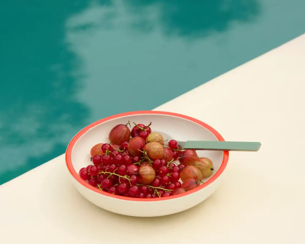hay sobremesa serving bowl red