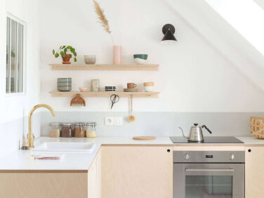 heju apartment paris diy minimalist kitchen with plywood cabinet fronts 1   1 376x282