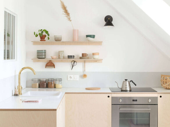 heju apartment paris diy minimalist kitchen with plywood cabinet fronts 1   1 584x438