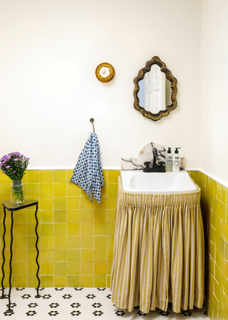 above: the great kitchen sink skirt revival moves into the bath: we predict ple 24