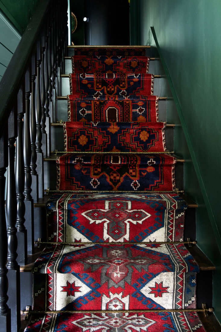 who says a stair runner has to be uniform? sara combined multiple vintage rugs  19