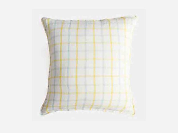 Linge Particulier Linen Euro Pillowcase in Yellow Blue Tile portrait 42