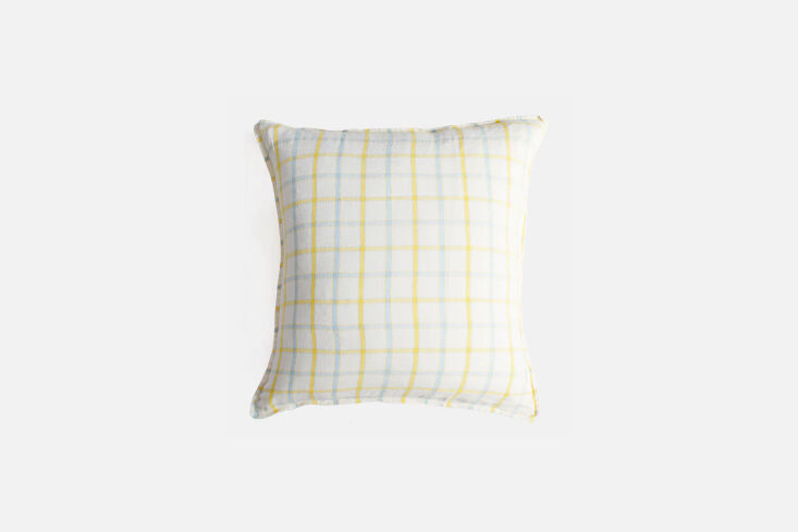and the linge particulier linen euro pillowcase in yellow blue tile is \$75 at  21
