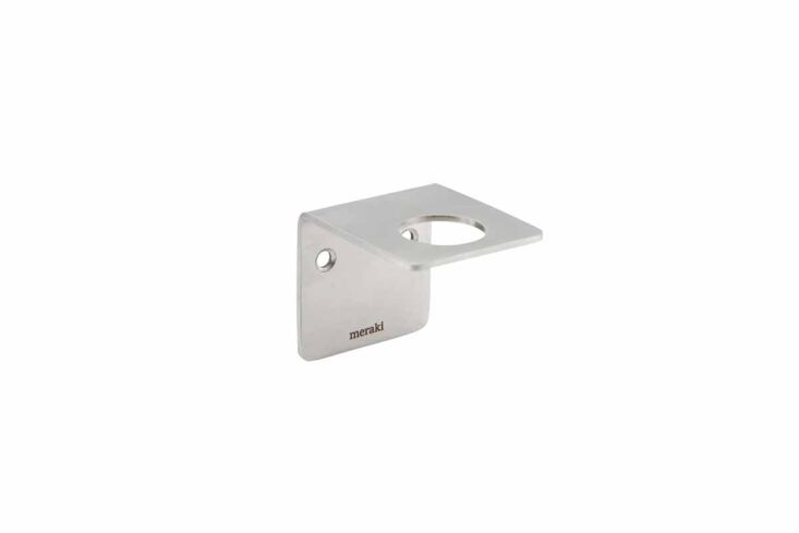 the meraki wall mounted bracket soap holder in brushed silver is \$50 from burk 12