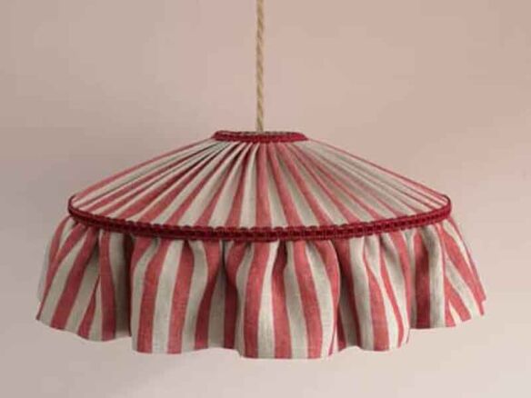 red and beige tiffany stripe ruffle lampshade 8