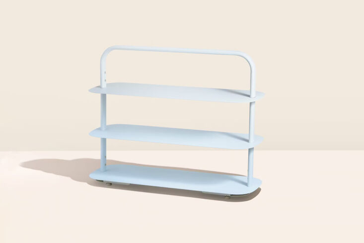 the open spaces entryway rack, shown in light blue, is \$\184. 15