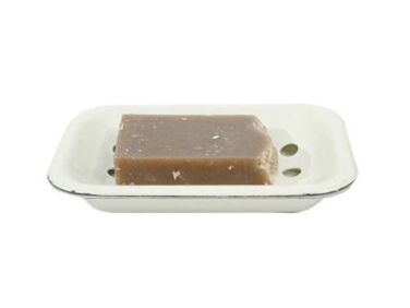 white enamel soap dish  