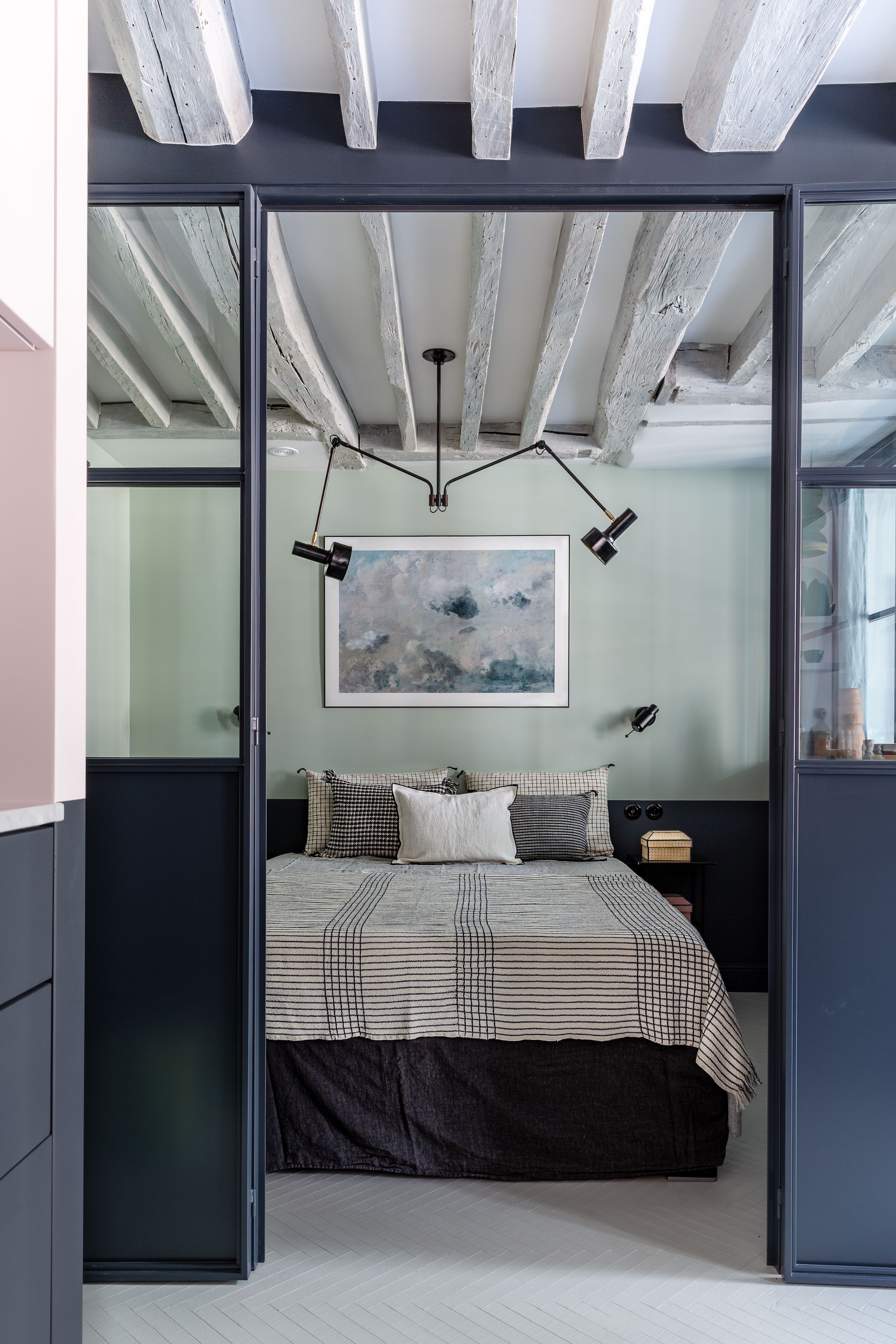 a pastel apartment doesn&#8\2\17;t require a frilly bed: marianne layered i 23