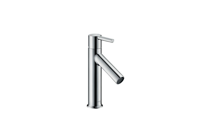 the axor starck single hole bathroom faucet, shown in chrome, is designed by ph 17