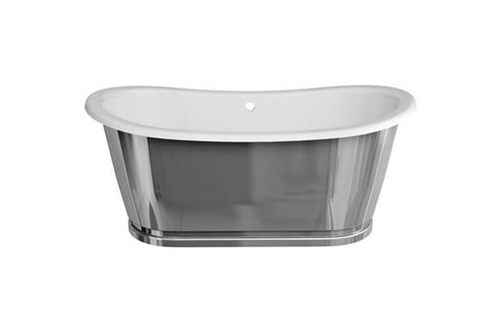 the burlington balthazar double ended bath with polished stainless exterior is  22
