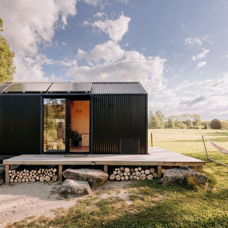 the cabin was designed by made by hideaway and made from hardy black corrugate  10