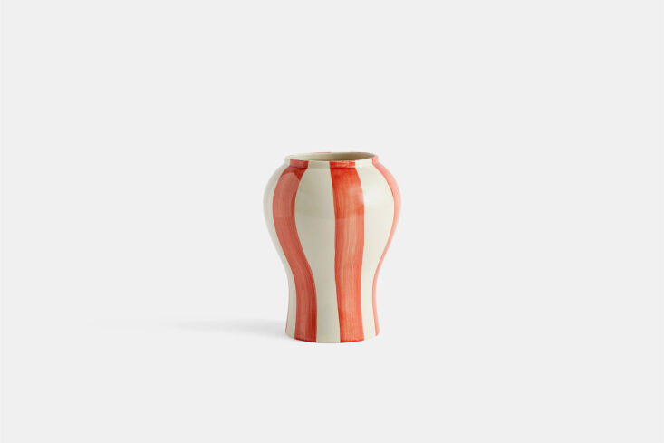 the hay sobremesa stripe small red vase is 980 sek (about \$97 usd) at artiller 30