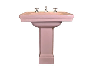 vintage pink pedestal sink 1  
