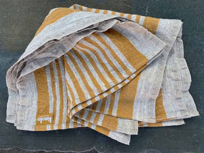 Stonewashed Linen Tea Towel in Mustard