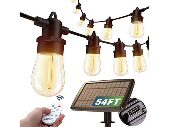 outdoor waterproof with usb port & remote control solar patio lights 8