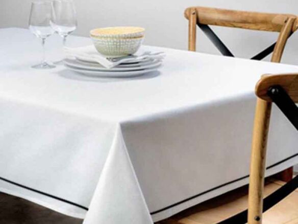 black border single white tablecloth  