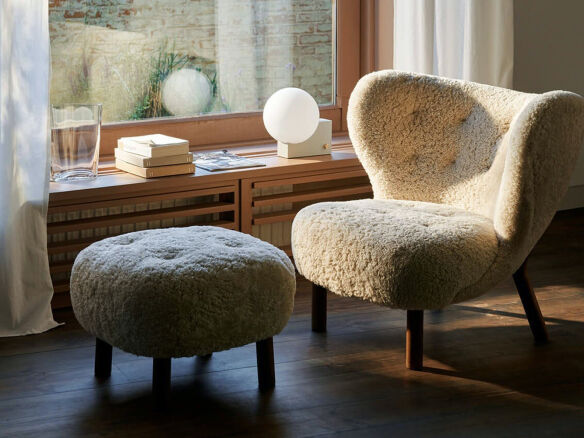 scandi sheepskin armchair cover    