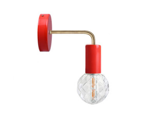 red wall light with brass arm 8