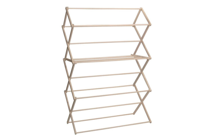 the pennsylvania woodworks large wooden clothes drying rack is $159.99. 19