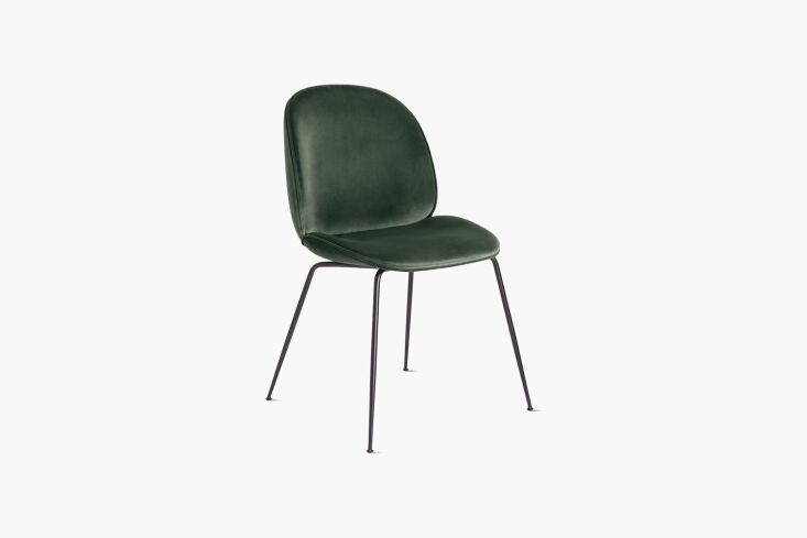the gubi beetle side chair in fern velvet is \$\1,\104.\15 at design within rea 21