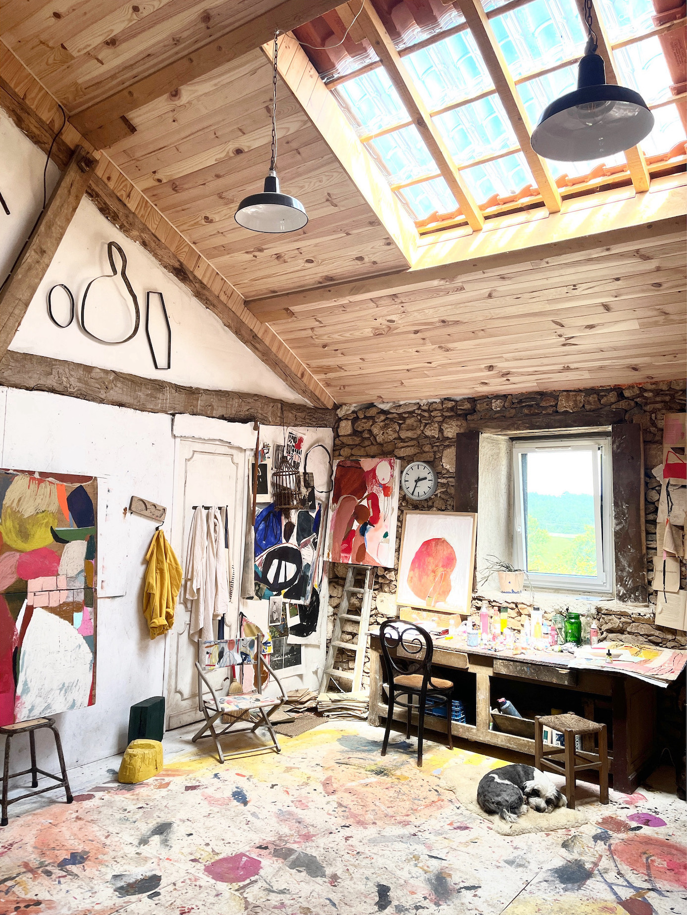 heather built a second floor in the barn to use as her painting studio. lottie, 22