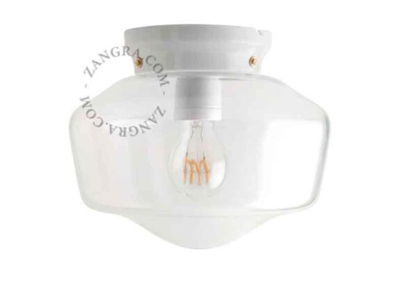 white porcelain ceiling light – glass shade 8