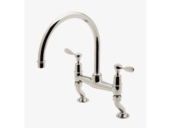 Georgian Era Bridge Kitchen Faucet with Sidespray portrait 16