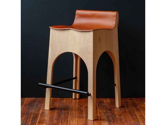 jack leather & wood stool – tan 8