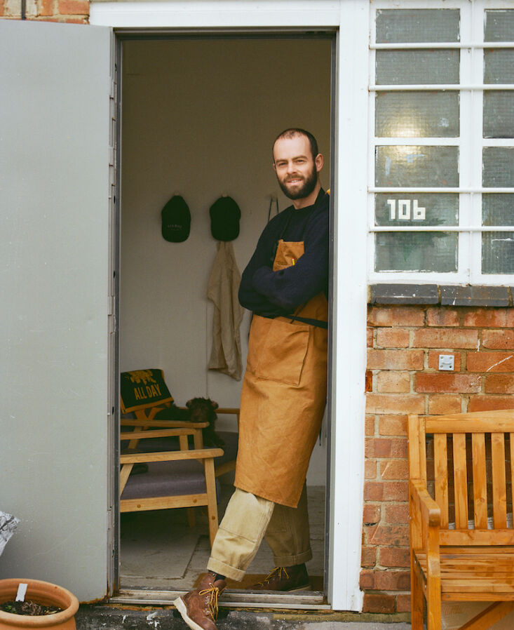 allday goods founder hugo worsley in his east london studio. 15