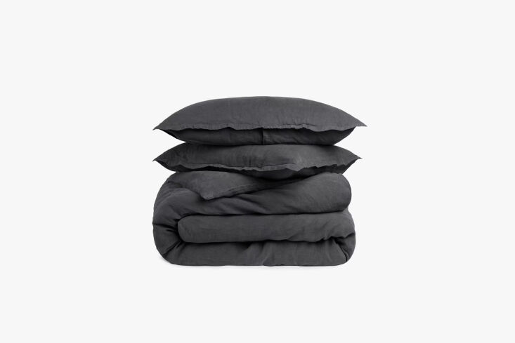 for a set of rustic linen bedding in off black, the parachute linen duvet cover 23