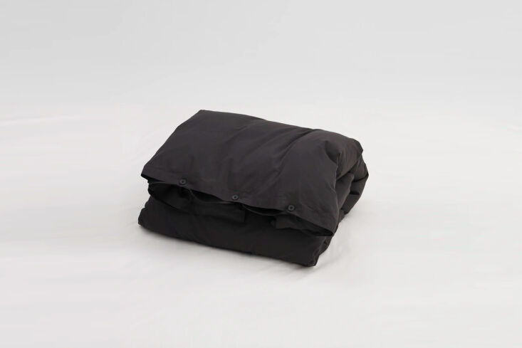 tekla makes a set of percale cotton black bedding, available à la carte as 22