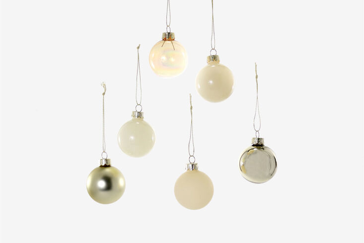 the cody foster & co. set of six neutral bulb ornaments is \$48 at lulu and 21