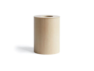isamu saito white oak paper waste basket cutout lid   1 376x282