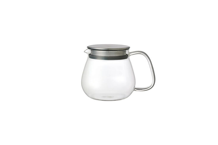 the simple kinto unitea one touch teapot features a small filter around the rin 15