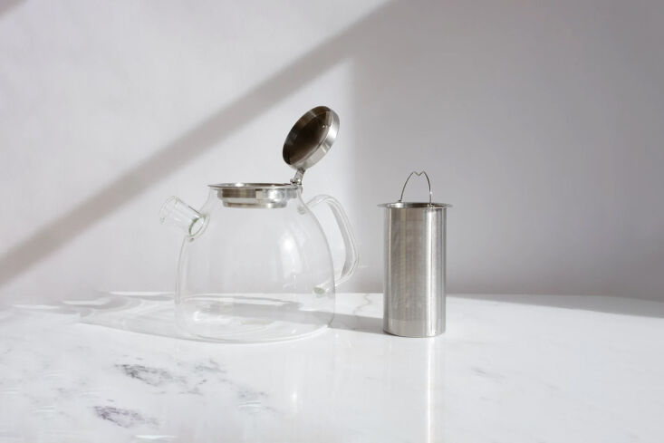 the tealyra glass teapot filter is made with a tall, cylindrical stainless stee 22