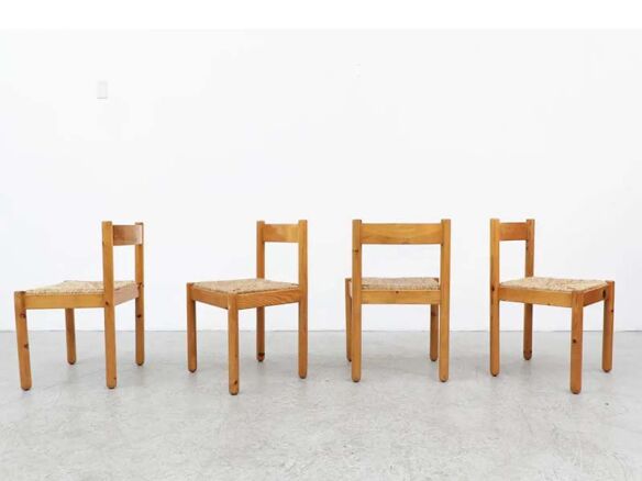 set of 4 vico magistretti style pine dining chairs 8