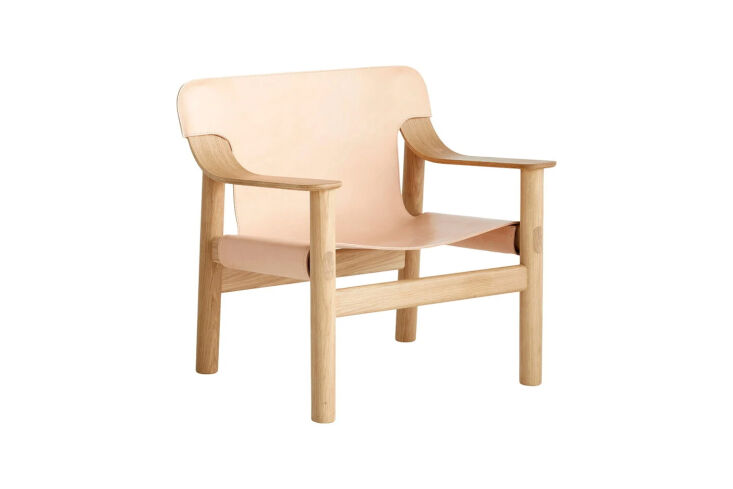the hay bernard lounge chair in oak and natural leather is a deep lounge chair  14