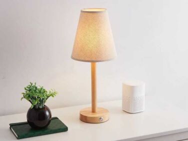 nordic wooden linen shade cordless table lamp   1 376x282
