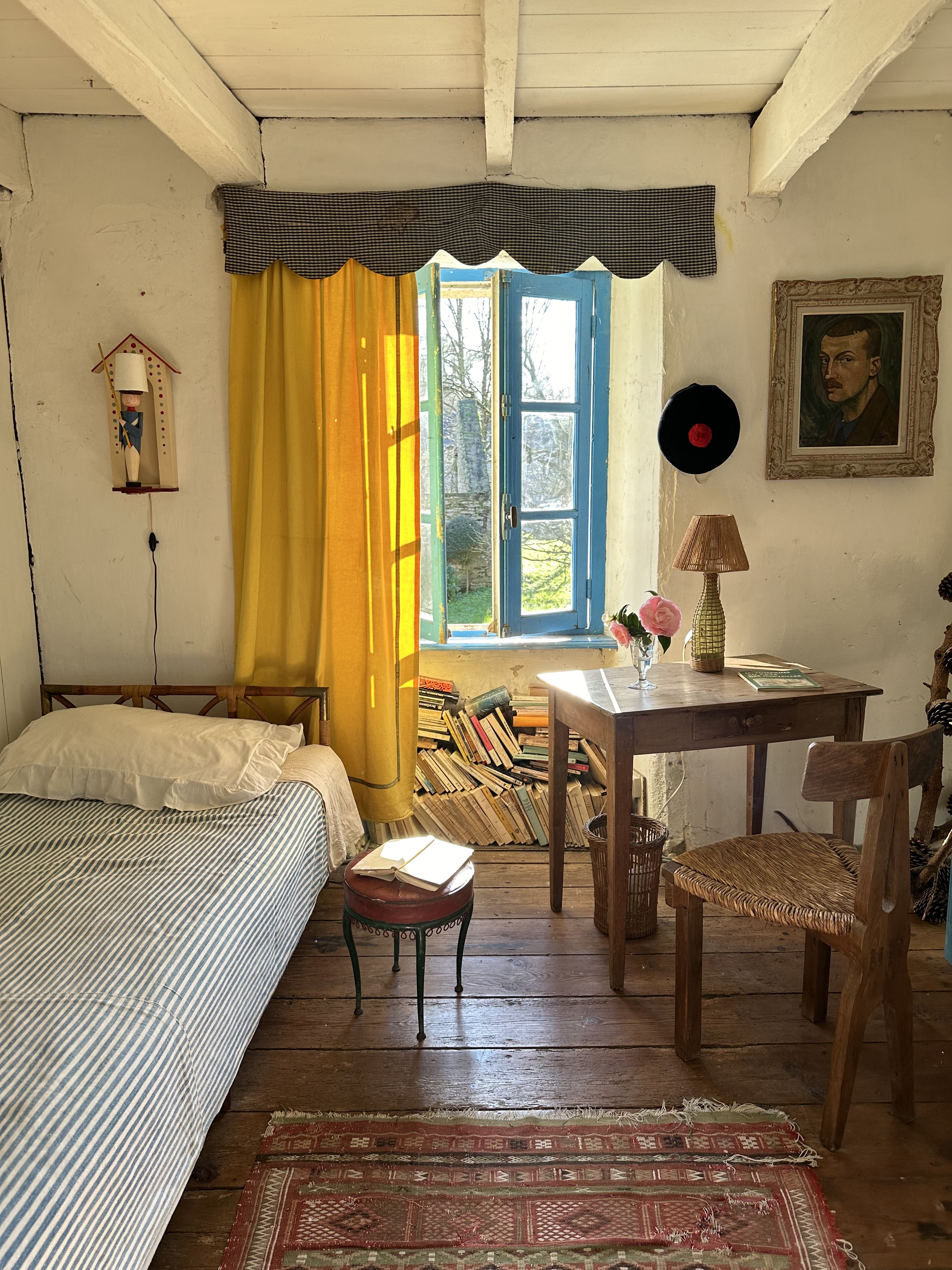 benoît&#8\2\17;s childhood bedroom has a \1960s italian rattan bed wit 28