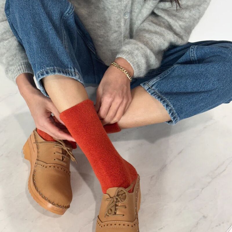 le bon shoppe clous socks burnt orange  