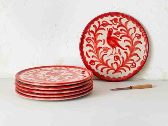 kit of 6 large red ceramic underplates fajalauza 17