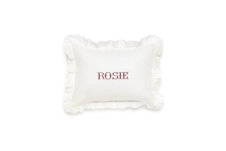 a treat for the bed: the small frill edge pillow can be monogrammed in a variet 17